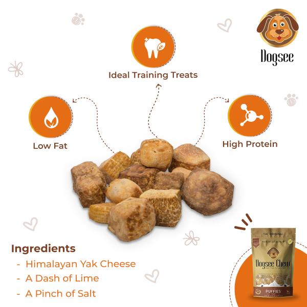 Dogsee Chew Puffies100 NaturalVegetarian Puffs for DogsCheese Dog