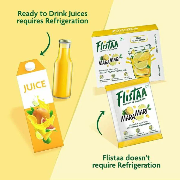 Flistaa Mara Mari Pineapple & Mosambi Instant Juice Mix (Box of 12