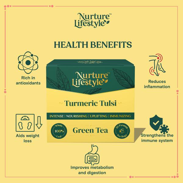 Nurture Lifestyle Turmeric Tulsi Green Tea Immunity Booster