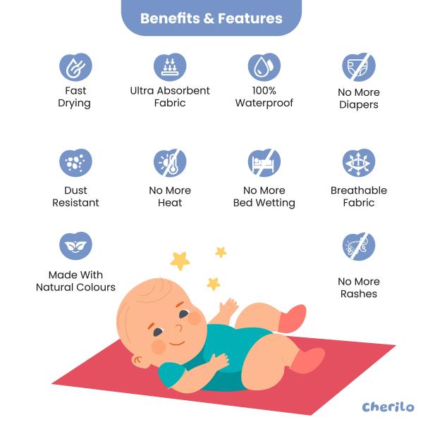 Cherilo Baby Dry Sheet For New Born Waterproof Bedsheet , 3 Small Size