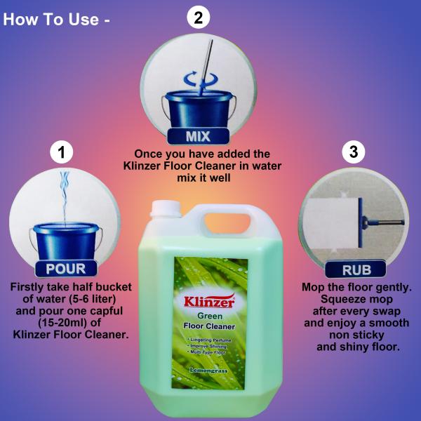 Klinzer Green Floor Cleaner Lemongrass Fragrance 5L Green Phenyl