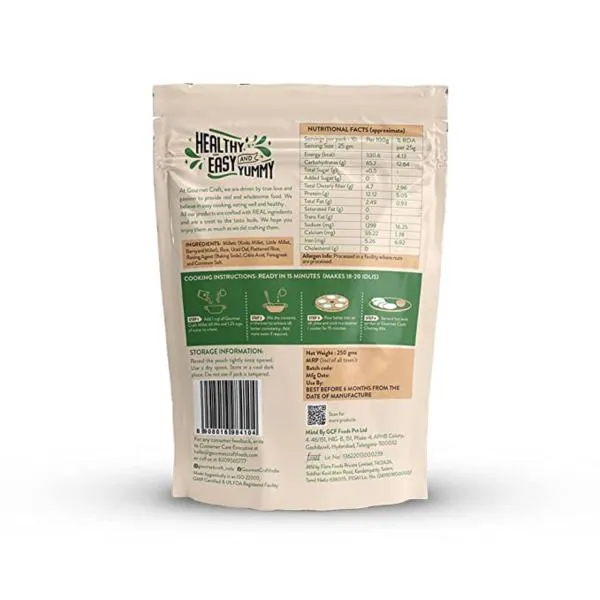Gourmet Craft Vegetarian Instant Millet Idli Mix250 gm Each (Pack of 3