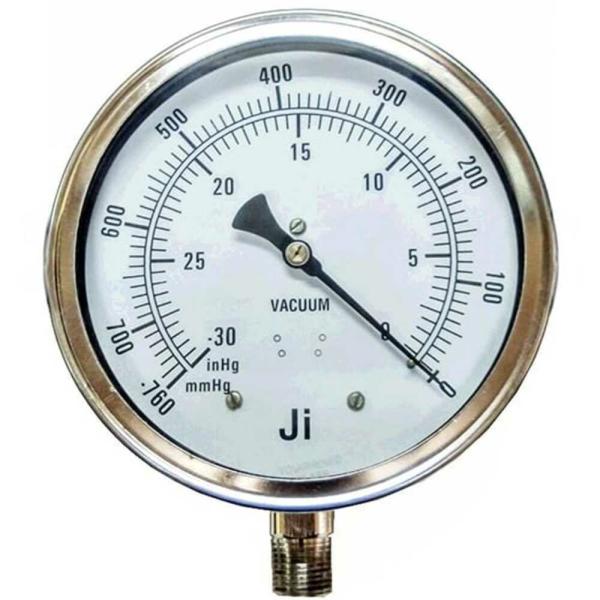 JI JAPSIN INSTRUMENTATION GLYCERIN FILLED VACUUM GAUGE 4 DIAL MOC SS