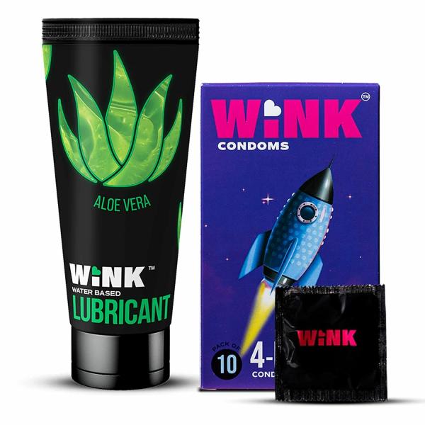 Wink Natural Multi Textured Condoms and Alovera Flavoured Lubricant Gel