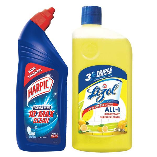 Harpic Disinfectant Toilet Cleaner Liquid Original 1L & Lizol