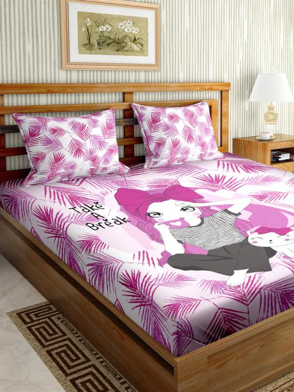 Bella Casa Regal Cartoon Cotton Double Bedsheet with 2 Pillow covers  224x254 cm(REG1006) - JioMart