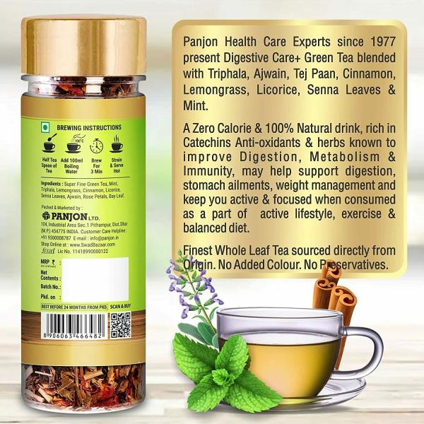 Panjon Digestion Green Tea for Indigestion, Gas, Acidity with Triphala