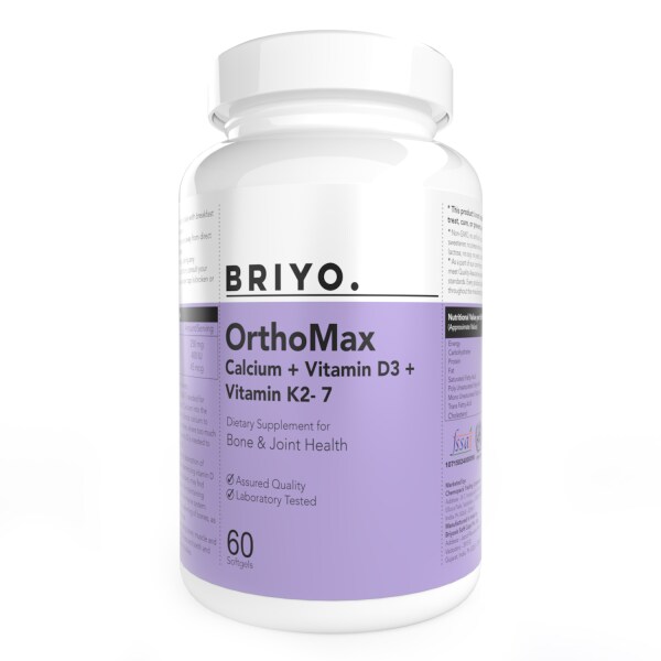 Briyosis Orthomax Vitamin D3 & K2M7 + Calcium dietary supplement for