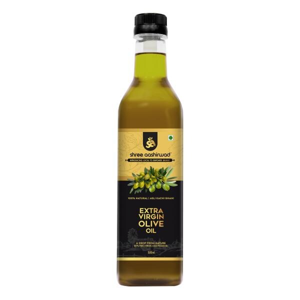 SHREE AASHIRWAD Extra Virgin Olive Oil 500ml Pure Olive Oil for Cooking Cold Pressed Olive