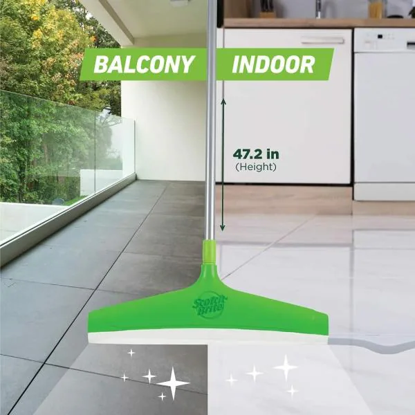 ScotchBrite Plastic Floor Squeegee Wiper with telescopic handle (Green/Silver) JioMart