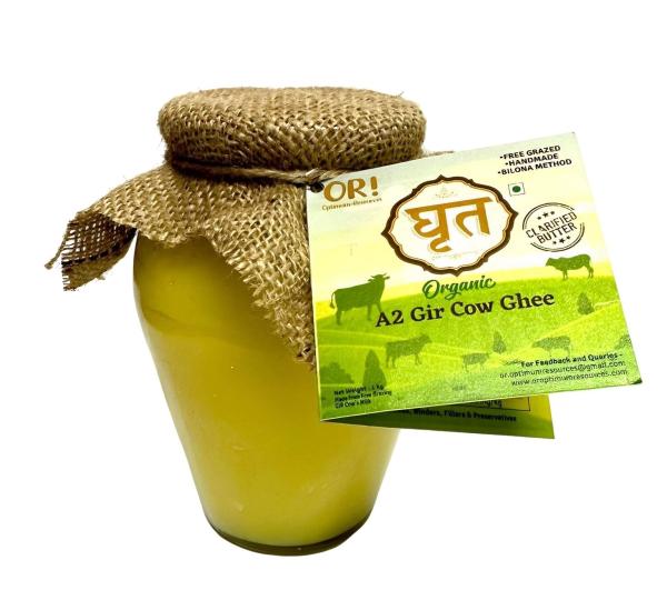 OR! OPTIMUM RESOURCES 100 Organic Shudh Desi A2 Gir Cow Ghee 1 Kg