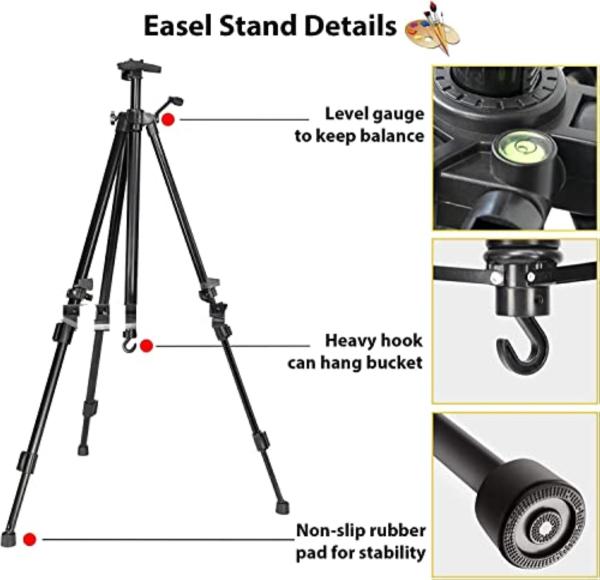 FRKB Portable and Folding Art Easel Tripod Stand with Adjustable Height