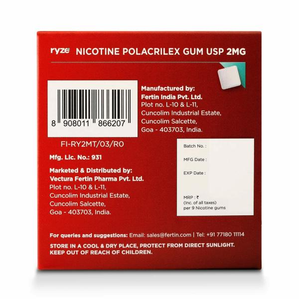 RYZE Nicotine Gum Frosty Mint Smoking Cessation Pack Of 8 JioMart