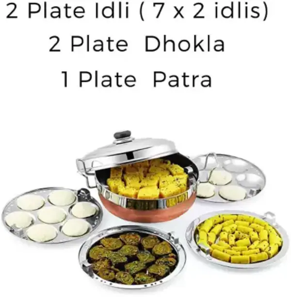 VIGSHRISE Stainless Steel Idli Dhokla Cooker Induction Idli Maker (5 Plates , 2 Idlis )V JioMart