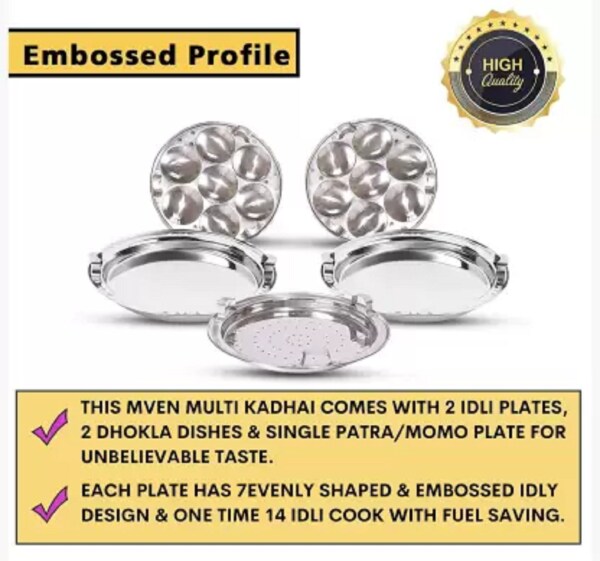VIGSHRISE Stainless Steel Idli Dhokla Cooker Induction Idli Maker (5 Plates , 2 Idlis )V JioMart