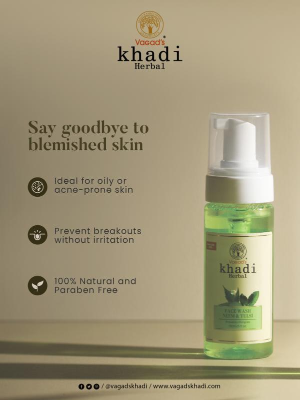 Vagad's Khadi Neem & Tulsi Foam Face Wash 150ml Removes Acne and