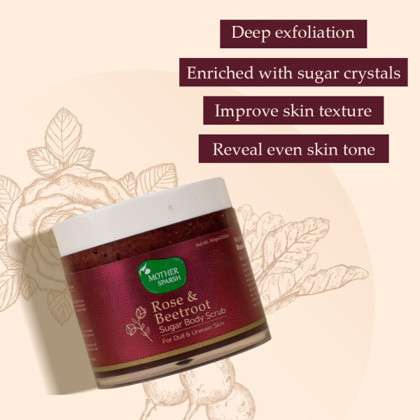 Mother Sparsh Rose & Beetroot Exfoliating Sugar Body Scrub for Dull