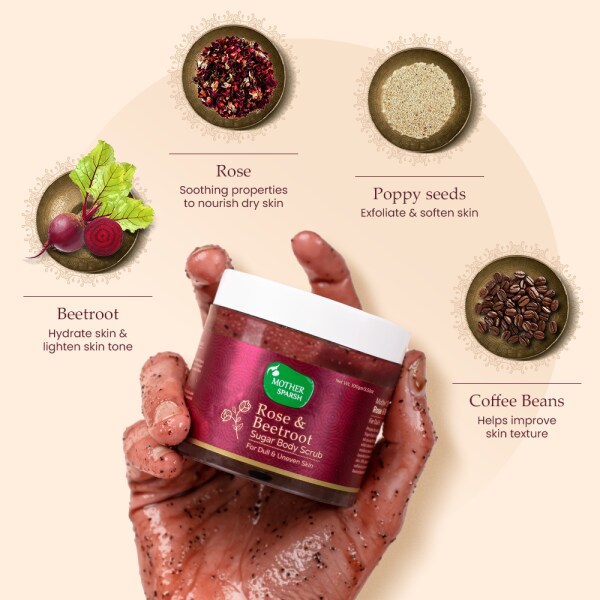Mother Sparsh Rose & Beetroot Exfoliating Sugar Body Scrub for Dull
