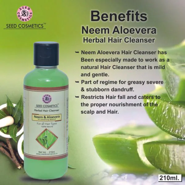 Seed Cosmetics Herbal Neem & Aloevera Hair Shampoo 100 % Natural for Helps  to Hair Growth Pack of 3 (3x210ml) - JioMart