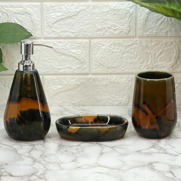Kookee Ceramic Bathroom Accessories Set of 3, Modern Ceramic Bath Set