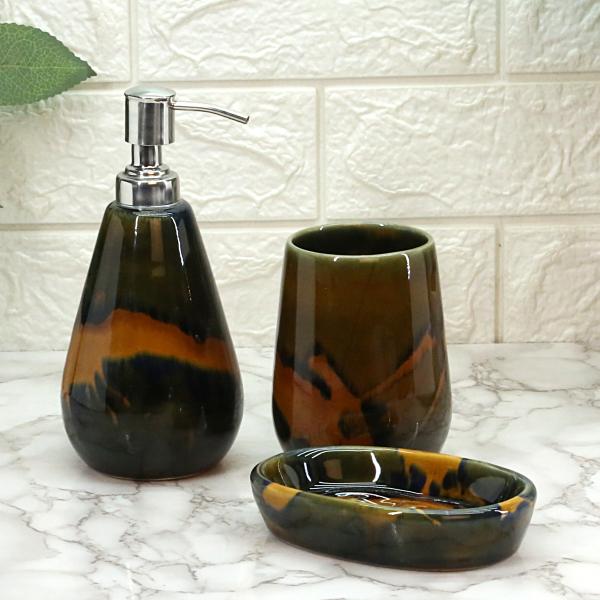 Kookee Ceramic Bathroom Accessories Set of 3, Modern Ceramic Bath Set