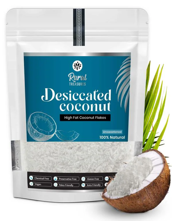 Desiccated Coconut Flakes Dry Grated Coconut Unsweetened, 100 