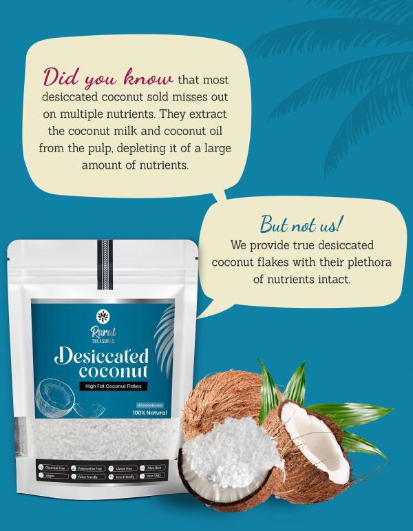 Desiccated Coconut Flakes Dry Grated Coconut Unsweetened, 100 