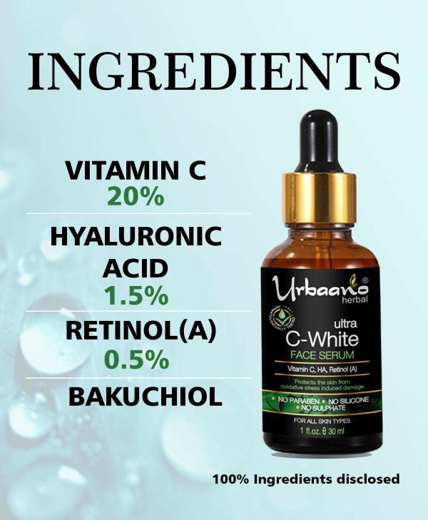 Urbaano Herbal 20 Ultra Vitamin C Face Serum with 1.5 Hyaluronic Acid