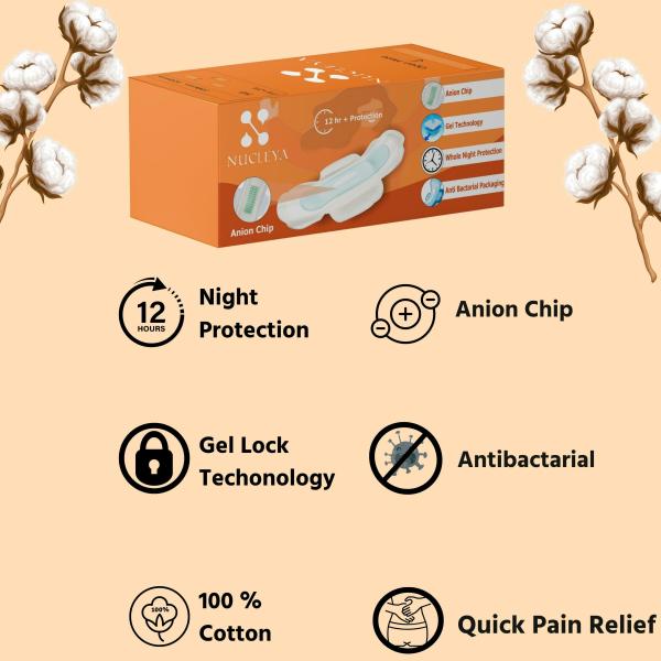 Nucleya Retail Anion sanitary napkin 280mm (Pack of 50) Night