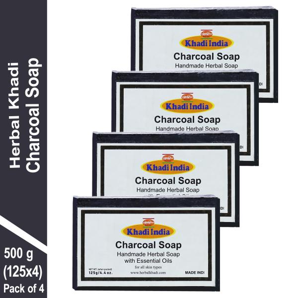 Herbal Khadi Deep Cleaning & Exfoliating Activated Charcoal Soap 99.9 protection from germs