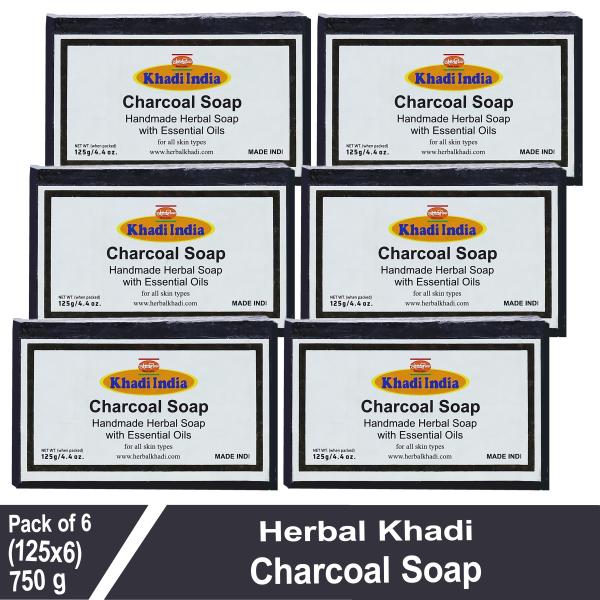 Herbal Khadi Deep Cleaning & Exfoliating Activated Charcoal Soap 99.9 protection from germs