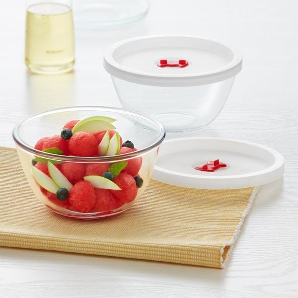 Borosil Glass Mixing & Serving Bowls With Lids, Oven & Microwave Safe Bowls, Set of 2 (500 ml