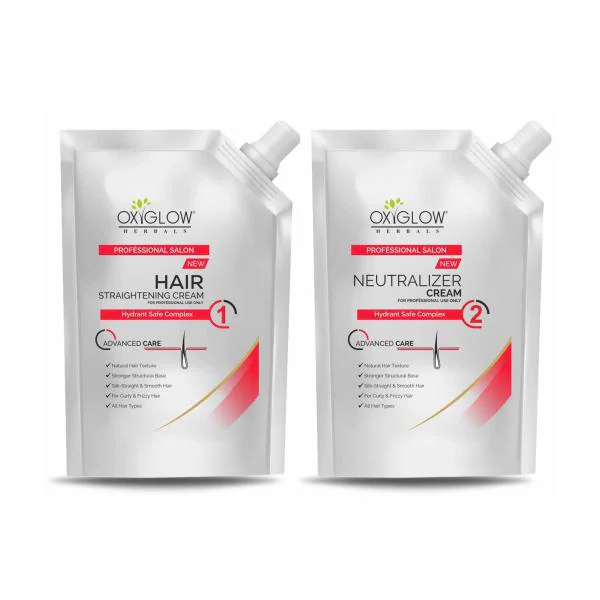 Oxyglow Herbals Hair Straightener Cream And Neutralizer Cream, 500 G