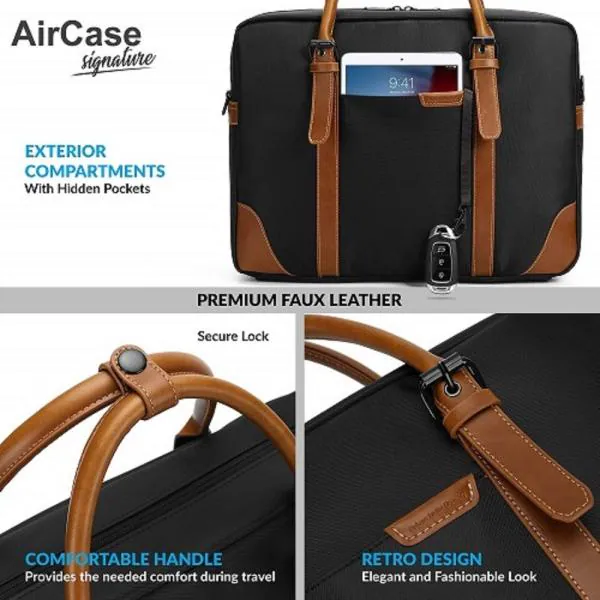Business Briefcase Unisex 15.6 Inch Laptop Handbag Retro Satchel Shoulder Bag Tropical Fruit Avocado Canvas Postman Bag 