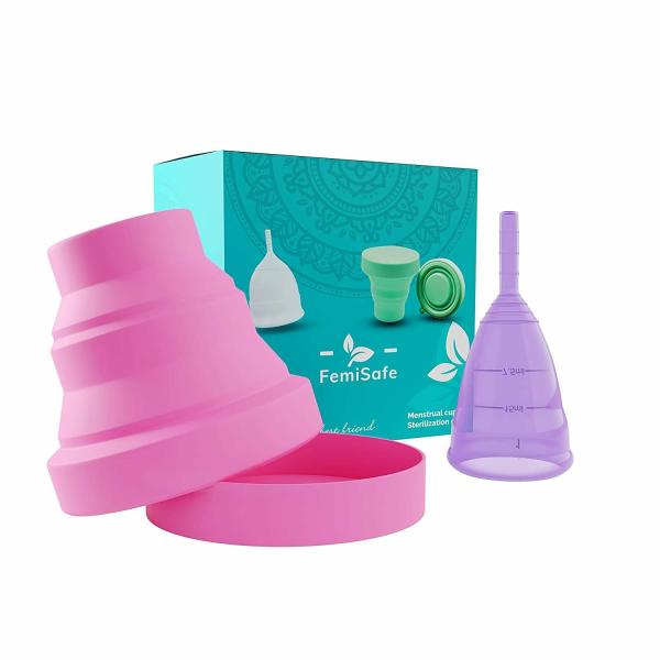 FemiSafe FDA Approved Reusable Menstrual Cup (Large) with Collapsible