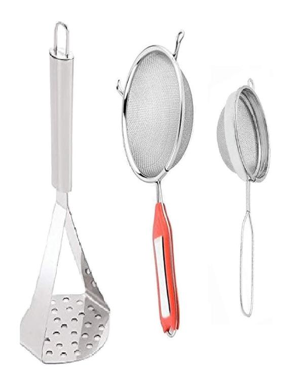 Wofier Masher Stainless Steel Soup Juice Strainer And Tea Strainer Chai