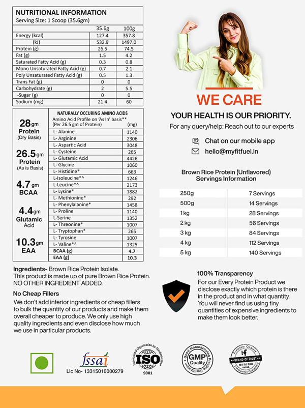 MyFitFuel Plant Brown Rice Protein Easy to Digest Vegan Plant