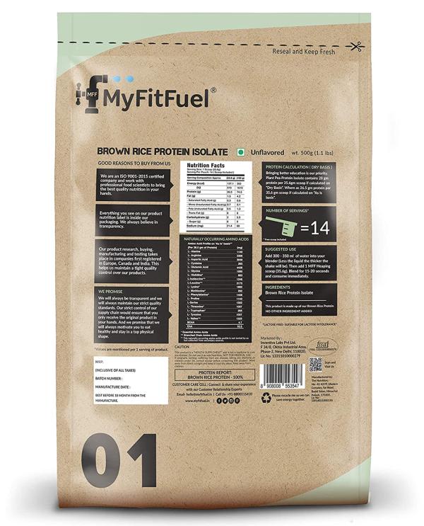 MyFitFuel Plant Brown Rice Protein Easy to Digest Vegan Plant