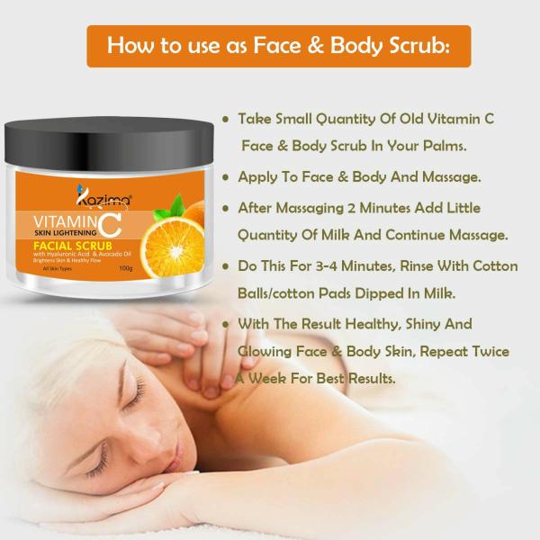 KAZIMA Vitamin C Face Scrub With Hyaluronic Acid And Avocado Oil 100 g