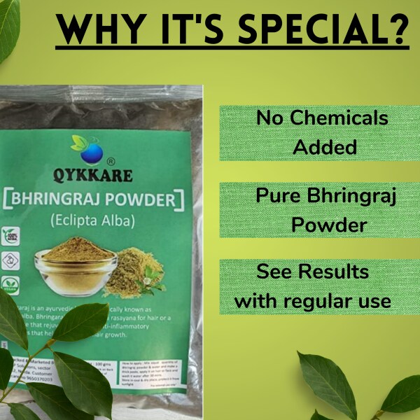 Qykkare Bhringraj Powder For Hair Nourushment (100*2) 200gms JioMart