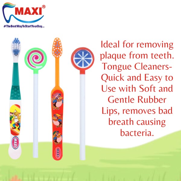 MAXI Oral Care Combo of 4(1 Kids) TomTom Junior Toothbrush & (1 Kids) Dolls Junior Toothbrush