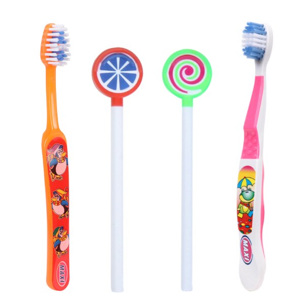 MAXI Oral Care Combo of 4(1 Kids) TomTom Junior Toothbrush & (1 Kids) Dolls Junior Toothbrush