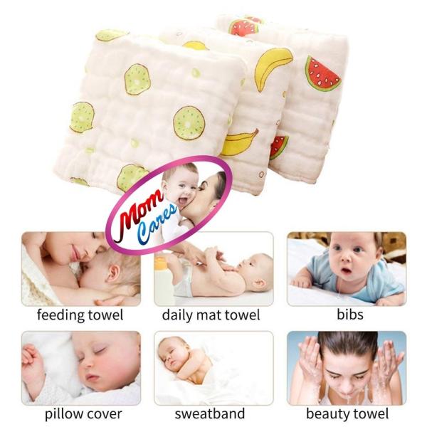 MOM CARES White Muslin Cotton Face Towels for Babies (Pack of 3) JioMart