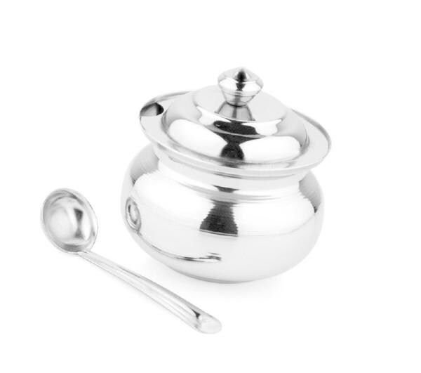 Stainless Steel Ghee Pot With Spoon and , MultiColour (pack of 1) JioMart
