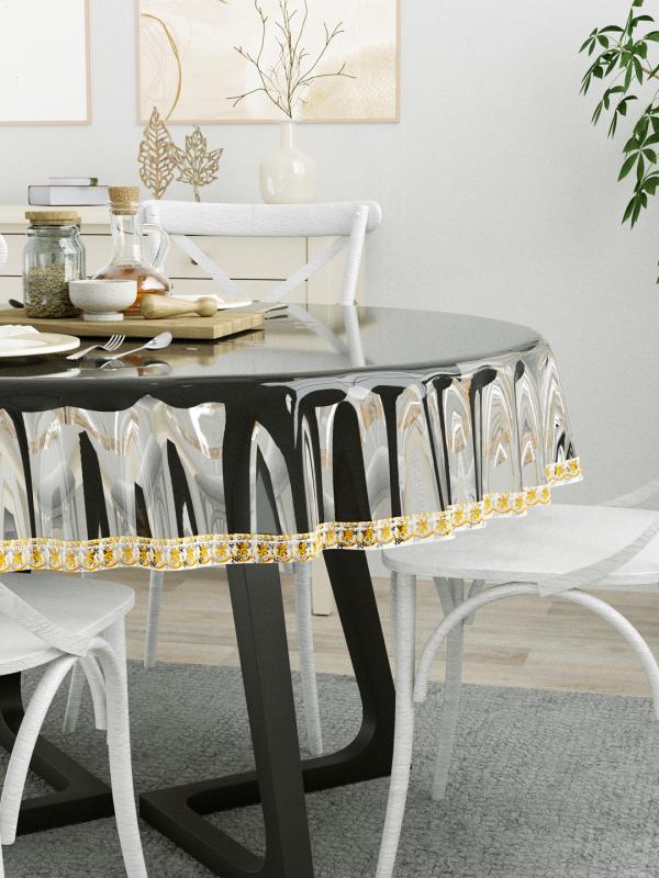 The Home Story 4 Seater Dining Table Cover; 60x60 Inches; Material PVC; Anti Slip; Sweet Lace