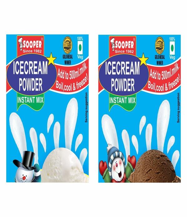 SOOPER ICE CREAM MIX POWDER 2 VANILLA + 2 CHOCO COMBO 400 g (Pack of 4