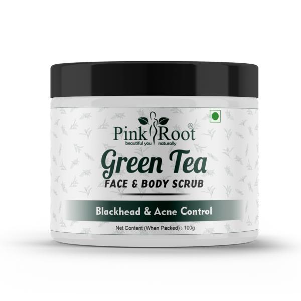 Pink Root Green Tea Face and Body Scrub Glowing Skin and Treats Acne