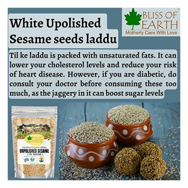 Bliss of Earth USDA Organic Unpolished Sesame Seeds 500gm White For Eating, Raw Til Seeds JioMart