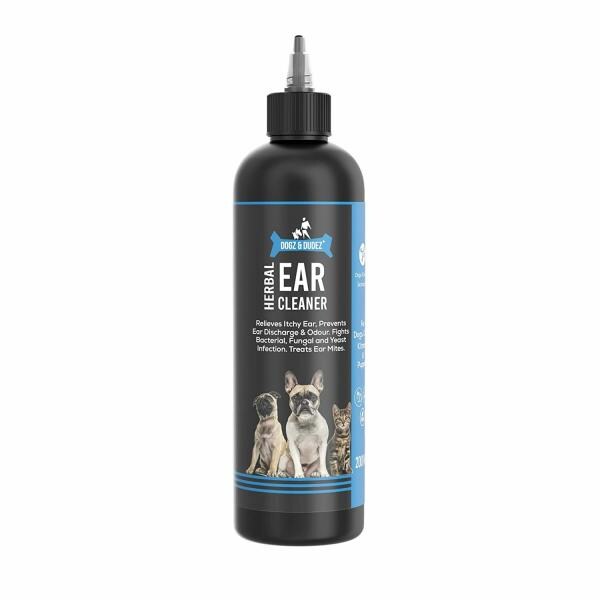Dogz & Dudez Herbal Ear Cleaner for Dogs, Puppies, Kitten & Cats 200ml Relieves Itchy Ear
