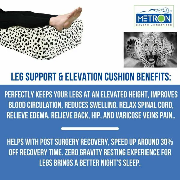 Metron White And Black Orthopaedic Bed Wedge Elevated Leg Pillow 20 x